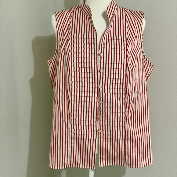 Jones New York Tops - Jones New York Red/White Striped Sleeveless Shirt